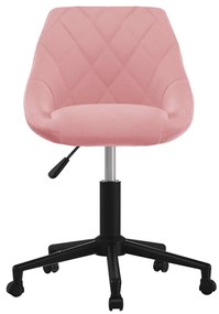 Cadeira de escritório giratória veludo rosa