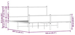 Estrutura cama sem colchão 160x200 cm metal carvalho castanho