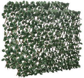 Outsunny Vedação com Treliça Expansível de 2 Peças com Folhas Artificiais Parede de Folhas com Vime Decorativa Vedação de Privacidade 295x70 cm Verde