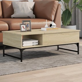 vidaXL Mesa de centro 100x50x35cm deriv. madeira/metal carvalho sonoma