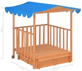 Casa de brincar infantil c/ caixa areia madeira abeto azul UV50