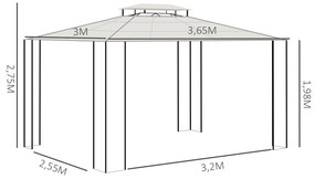 Outsunny Pérgola de Jardim 3,6x3m Pérgola de Exterior com Cobertura de