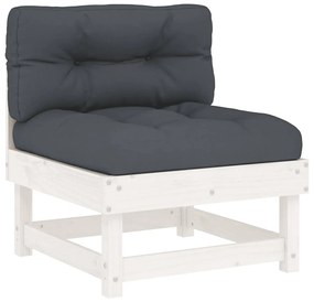 Sofás de centro com almofadões 2 pcs pinho maciço branco