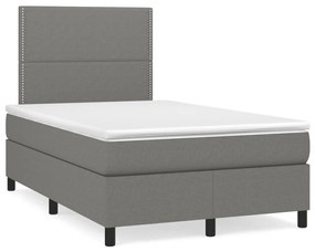 Cama boxspring com colchão 120x190 cm tecido cinzento-escuro