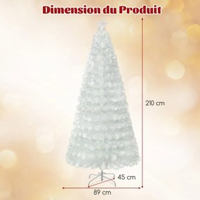 Árvore de Natal artificial de fibra ótica com 210 cm, pré-iluminada com 270 pontas de ramos, estrela no topo e 48 luzes branca