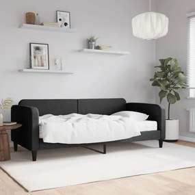 Sofá-cama com colchão 90x200 cm tecido preto