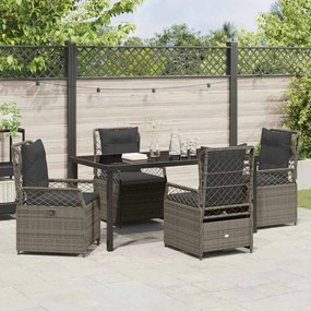 Conjunto de Jantar de Jardim 5 Peças em Rattan Sintético Cinza