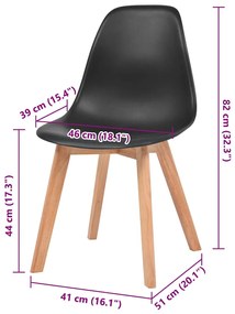 Cadeiras de jantar 6 pcs plástico preto