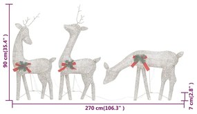Renas de Natal 6 pcs malha dourado/branco quente