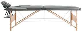 Mesa massagens c/ 2 zonas estrutura madeira 186x68 cm antracite