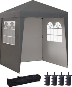 Outsunny Tenda Pop-Up Dobrável 2x2 m Altura Ajustável Uv30+ 3 Paredes Cinza | Aosom Portugal