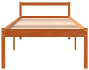 Cama para idosos 90x190 cm madeira pinho maciça castanho cera