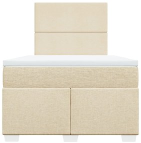 Cama boxspring com colchão 120x190 cm tecido cor creme