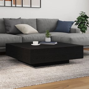 Mesa de Café vidaXL com Luzes LED Carvalho Preto 100x100x31 cm