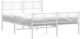 Estrutura de cama com cabeceira e pés 140x200 cm metal branco