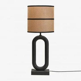 Candeeiro De Mesa Em Madeira De Manga Tiberia Preto Claro & Preto Ø30 Cm - ↑30 Cm Olinda - Sklum