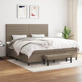 vidaXL Cama com molas/colchão 200x200 cm tecido castanho-acinzentado