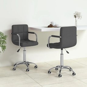 vidaXL Cadeiras de jantar giratórias 2 pcs tecido cinzento-escuro