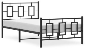 Estrutura de cama com cabeceira e pés 100x200 cm metal preto