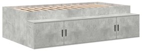 Cama de Armazenamento Cinza Concreto 75x190 cm