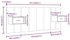 Cabeceira cama + armários madeira processada sonoma cinzento