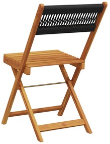 Cadeiras de bistrô 2 pcs acácia maciça e corda preto