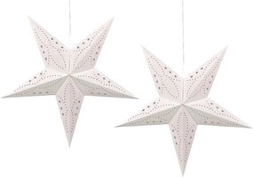 Conjunto de 2 estrelas de papel com LED em branco brilhante 60 cm MOTTI Beliani