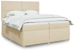 vidaXL Cama com molas/colchão 200x200 cm tecido cor creme