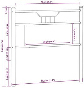Cabeceira de cama 75cm derivados de madeira/aço carvalho fumado