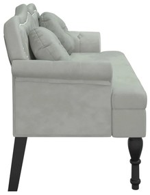 Banco com almofadões 120,5x65x75 cm veludo cinzento-claro