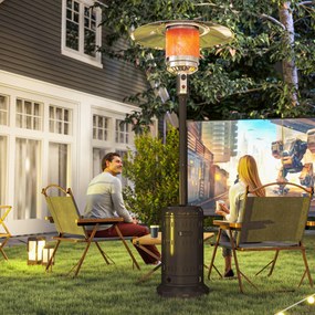 Aquecimento exterior para terraço  82 x 82 x 223 cm aquecedor a gás portátil de 11 kW, níveis de aquecimento reguláveis, preto