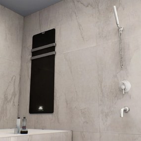 Toalheiro elétrico ReadyWarm 9880 Crystal Towel 850 W. Dois ganchos de aço inoxidável, ecrã LED e temporizador semanal. IP24