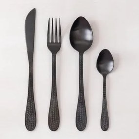 Conjunto De Talheres Em Aço Inoxidável De 16 Peças Aina Preto Mate - Sklum