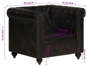 Poltrona chesterfield couro genuíno preto
