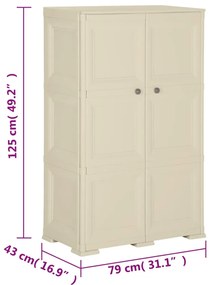 Armário de plástico 79x43x125 cm design de madeira branco nata