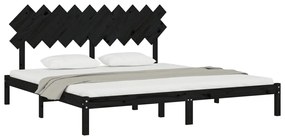Estrutura de cama 200x200 cm preto madeira maciça