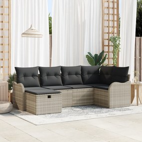 Conjunto de Sofá de Jardim vidaXL com Almofadas Cinzento Claro Rattan