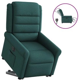 vidaXL Poltrona reclinável elevatória elétrica tecido verde-escuro