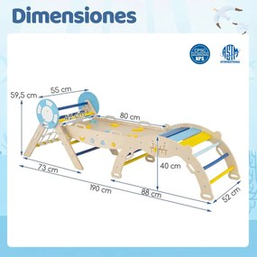 Conjunto de escalada triangular, ginásio dobrável com arco, rampa e escada de corda, brinquedo Montessori para crianças pequenas, multicolorido