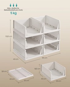 Conjunto de 6 organizadores empilháveis para armários Branco