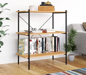 Unidade com 3 prateleiras 80x40x92 cm preto/cor de carvalho