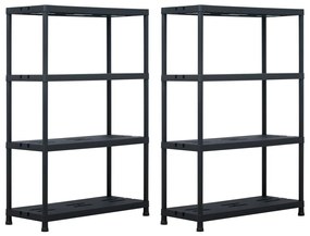 vidaXL Estantes de arrumação 2 pcs preto 220 Kg 90x40x138 cm plástico