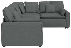 Sofá modular com almofadas tecido cinzento-escuro