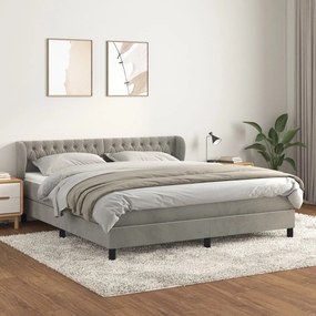 vidaXL Cama com molas/colchão 160x200 cm veludo cinzento-claro