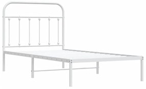 Estrutura de cama com cabeceira 100x190 cm metal branco