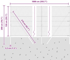 Cerca Hexagonal vidaXL 1,5x10 m Aço Galvanizado