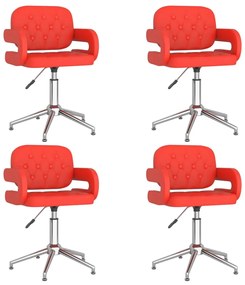 vidaXL Cadeiras jantar giratórias 4pcs couro art. vermelho