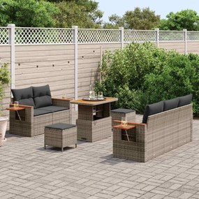 Conjunto de Sofás de Jardim vidaXL de 8 Peças com Almofadas Cinza Ratt