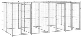 vidaXL Canil de exterior com telhado 9,68 m² aço galvanizado