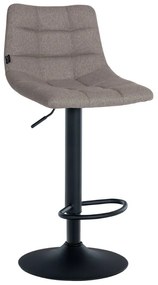 Banco de bar Jerry em tecido com estrutura preta 87-108,5 x 43 x 46,5 cm Cinzento
